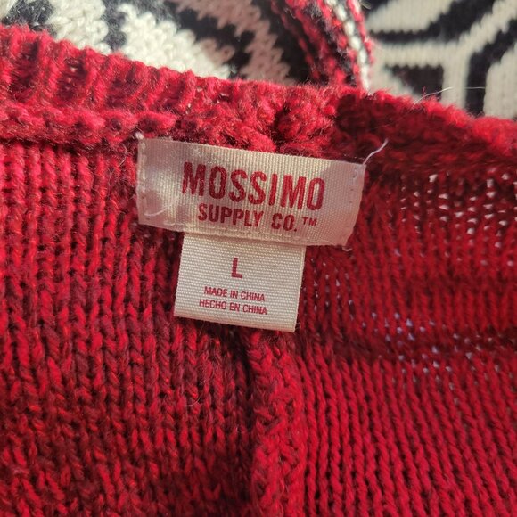 Vintage Mossimo Supply Co. Red & Black Aztec Knit Cardigan Sweater L - Picture 4 of 4